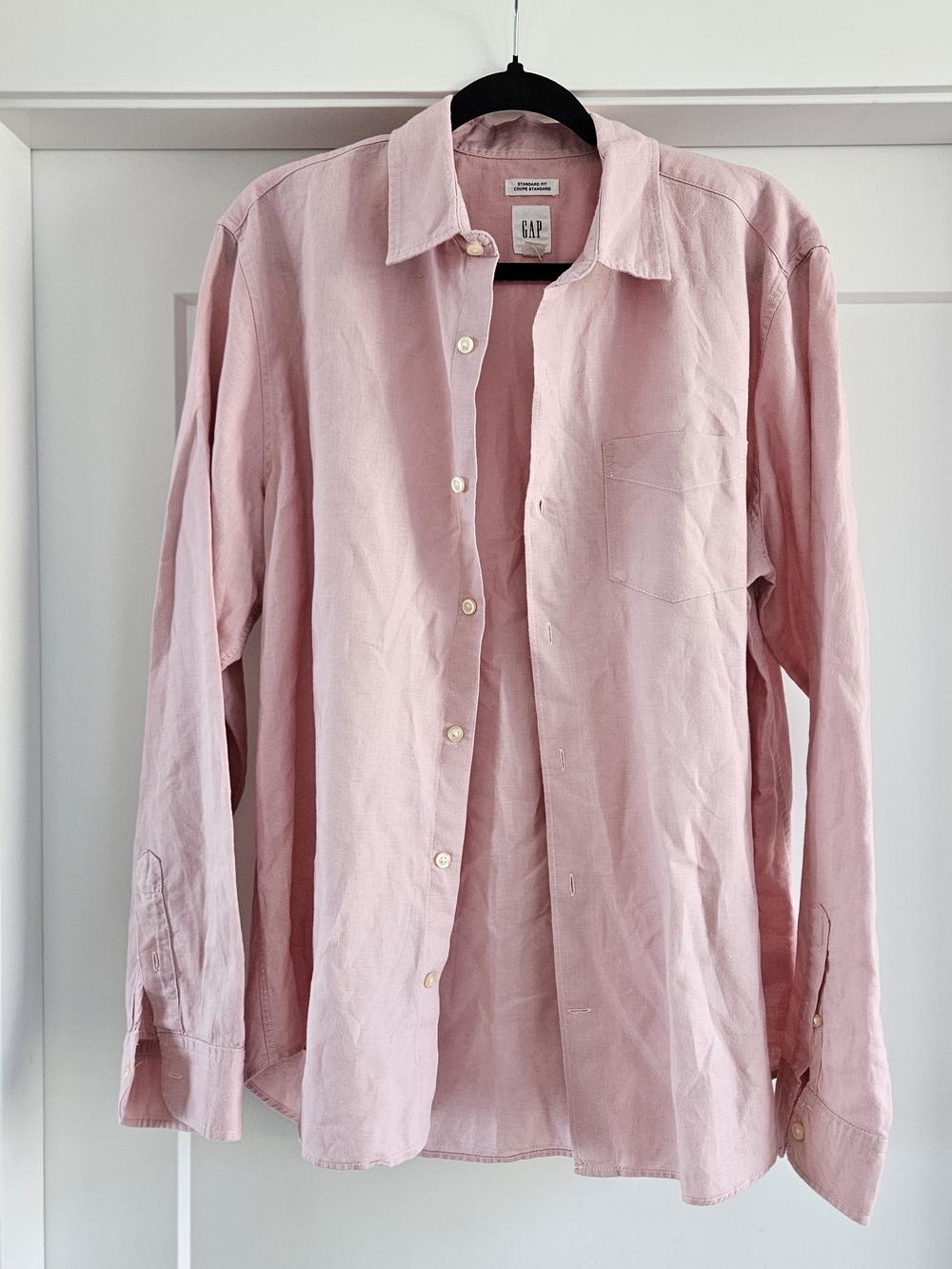GAP Pink Casual Button-Down Shirt Linen Cotton Blend Sz Large